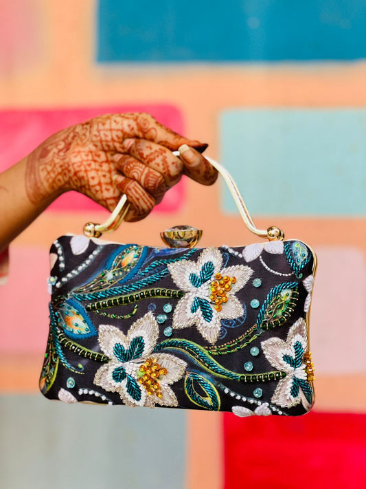 Stunning Abstract Black & Blue CFB - Indian Dress House 786