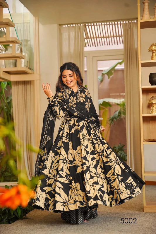 Stunning Black Floral VMY 5002 FVD - Indian Dress House 786
