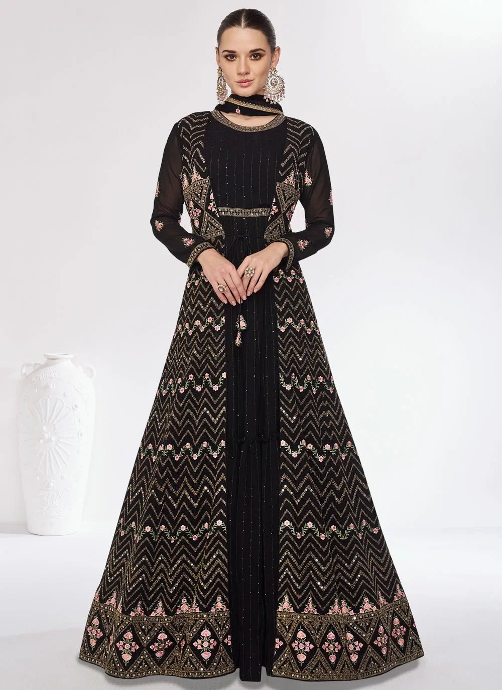 Stunning Black Jacket ASBJ - Indian Dress House 786