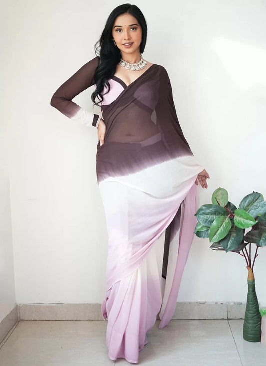 Stunning Black & Lilac Saree - Indian Dress House 786