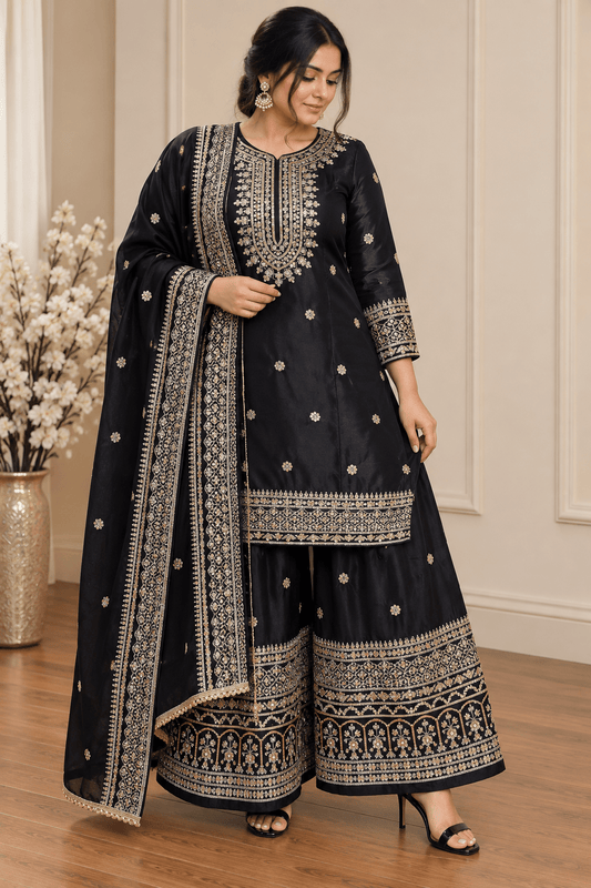 Stunning Black Sharara SNO - Indian Dress House 786
