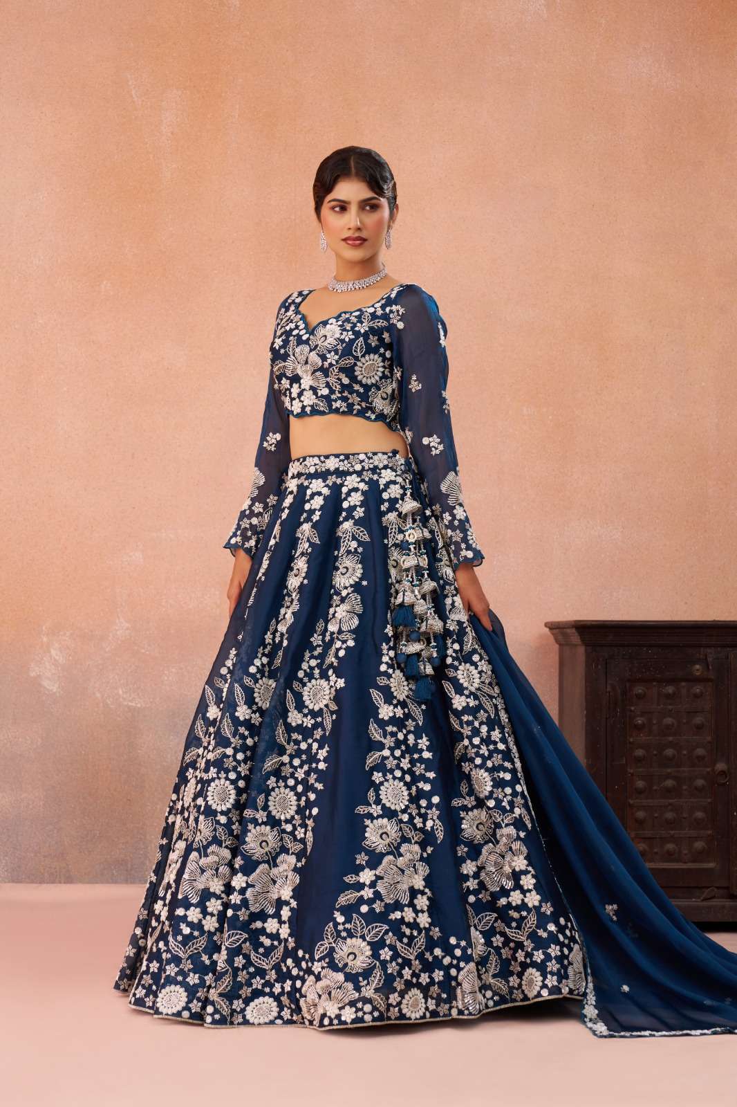 Stunning Blue Floral ACS - Indian Dress House 786