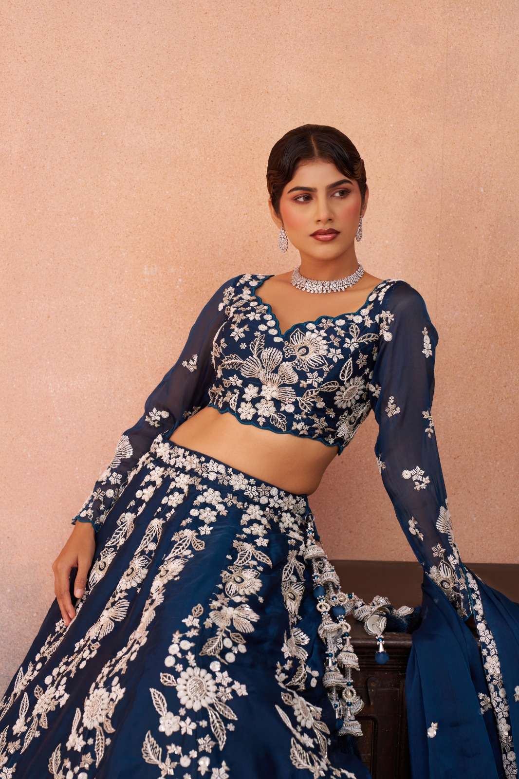 Stunning Blue Floral ACS - Indian Dress House 786