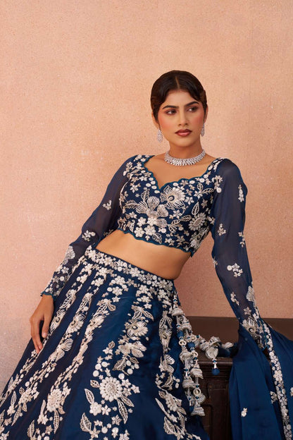 Stunning Blue Floral ACS - Indian Dress House 786