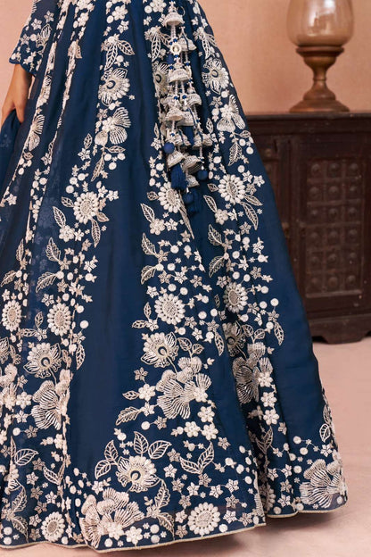Stunning Blue Floral ACS - Indian Dress House 786