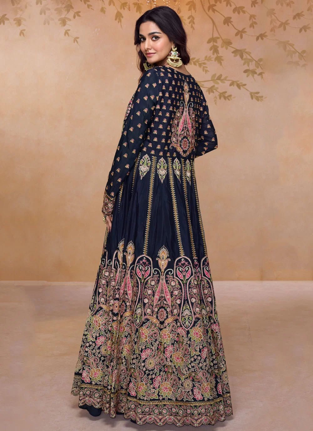 Stunning Blue Floral APJ - Indian Dress House 786