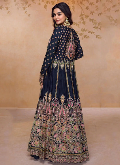 Stunning Blue Floral APJ - Indian Dress House 786