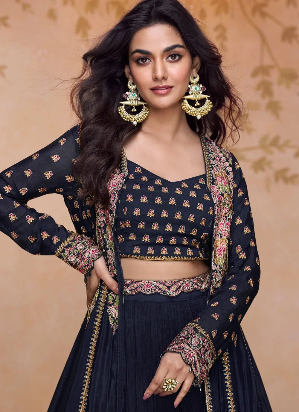 Stunning Blue Floral APJ - Indian Dress House 786