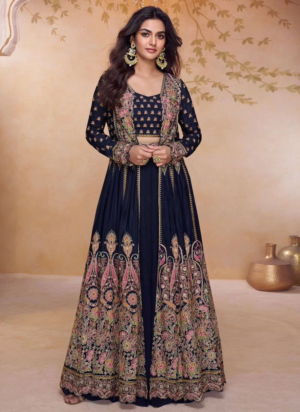 Stunning Blue Floral APJ - Indian Dress House 786
