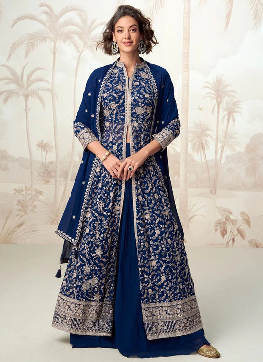 Stunning Blue Floral ASV - Indian Dress House 786