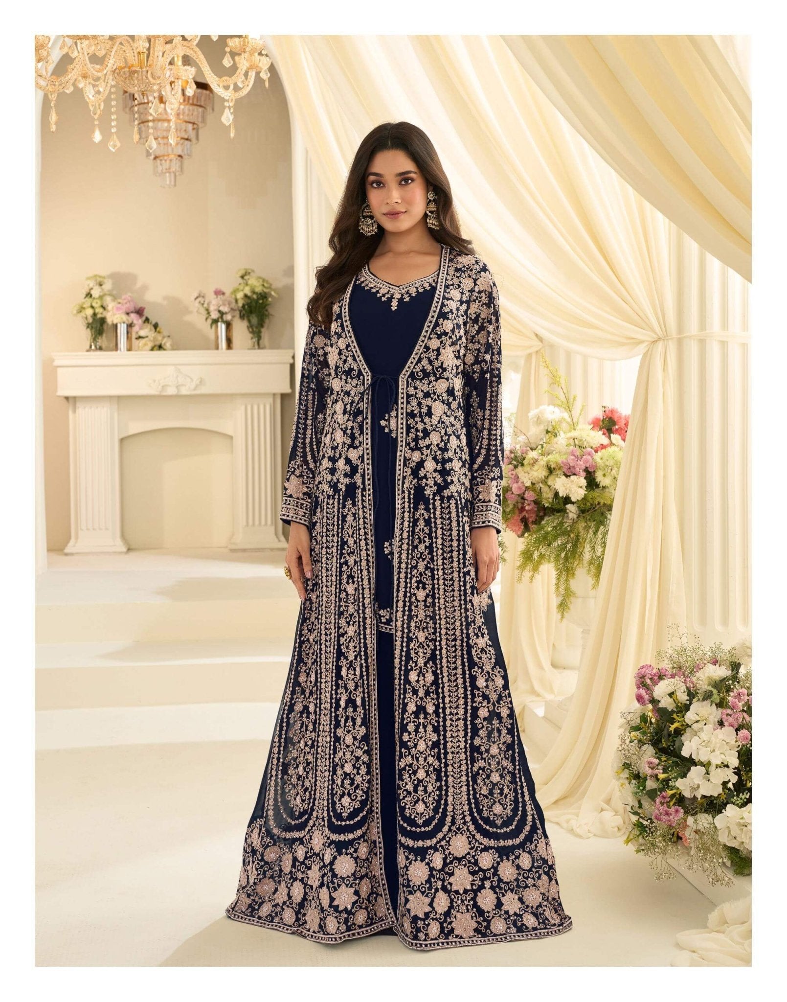 Stunning Blue Floral SMJS - Indian Dress House 786