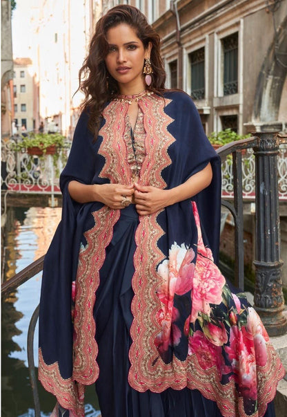 Stunning Blue Floral SYFD - Indian Dress House 786