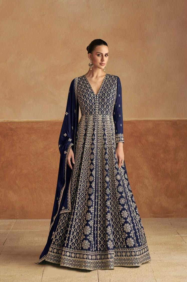 Stunning Blue & Gold GKN - Indian Dress House 786