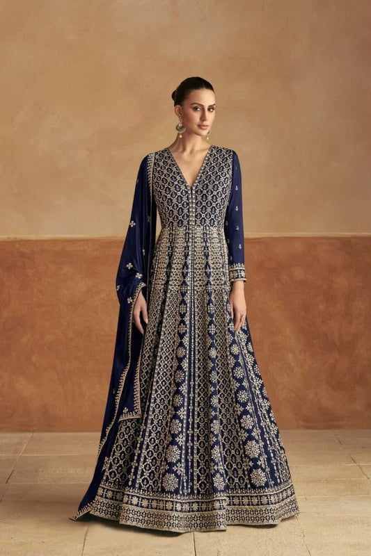 Stunning Blue & Gold GKN - Indian Dress House 786