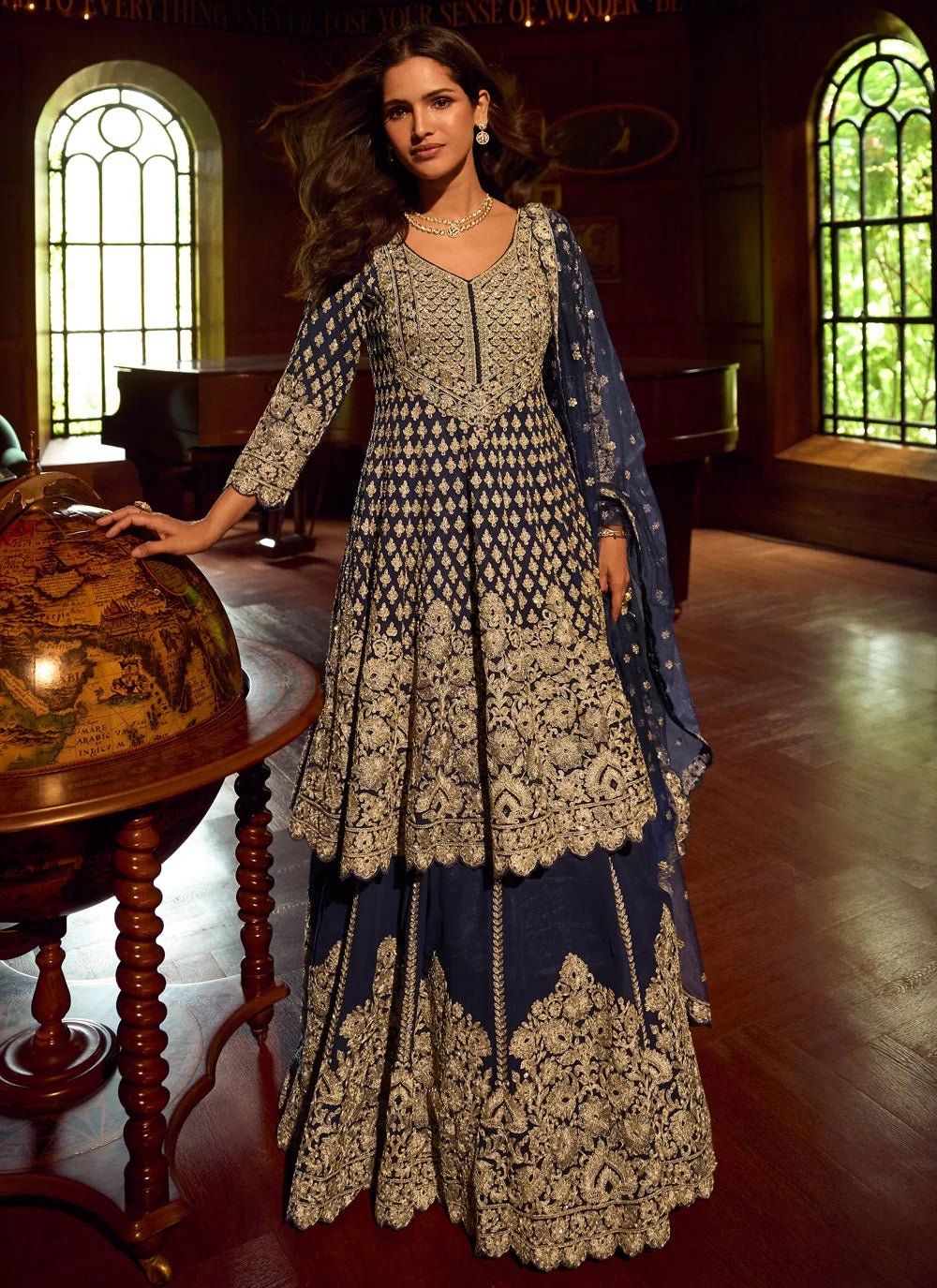 Stunning Blue & Gold SSL - Indian Dress House 786