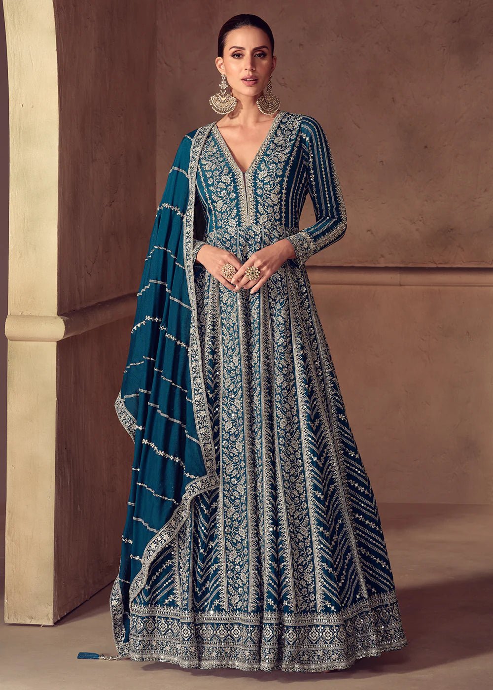 Stunning Blue GRY - Indian Dress House 786