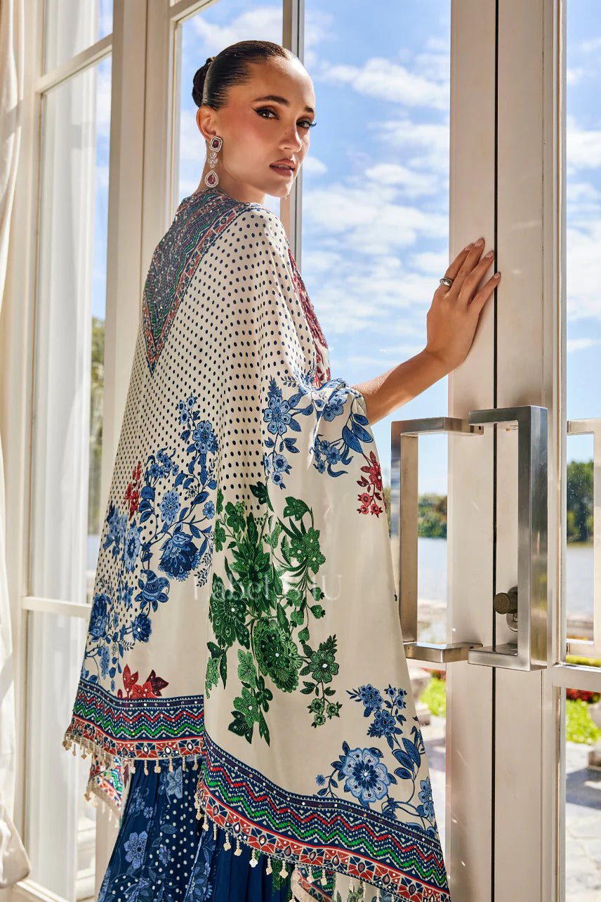 Stunning Blue & White Floral CP SHIV - Indian Dress House 786