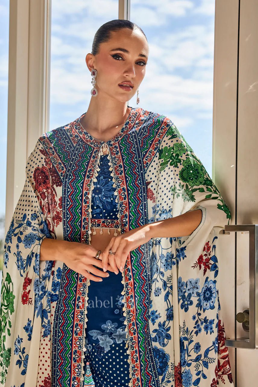 Stunning Blue & White Floral CP SHIV - Indian Dress House 786