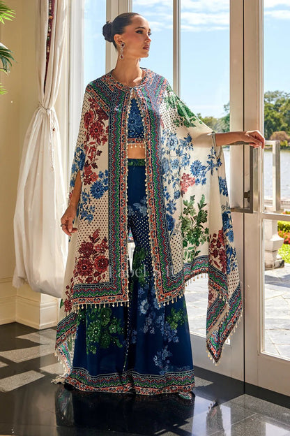 Stunning Blue & White Floral CP SHIV - Indian Dress House 786