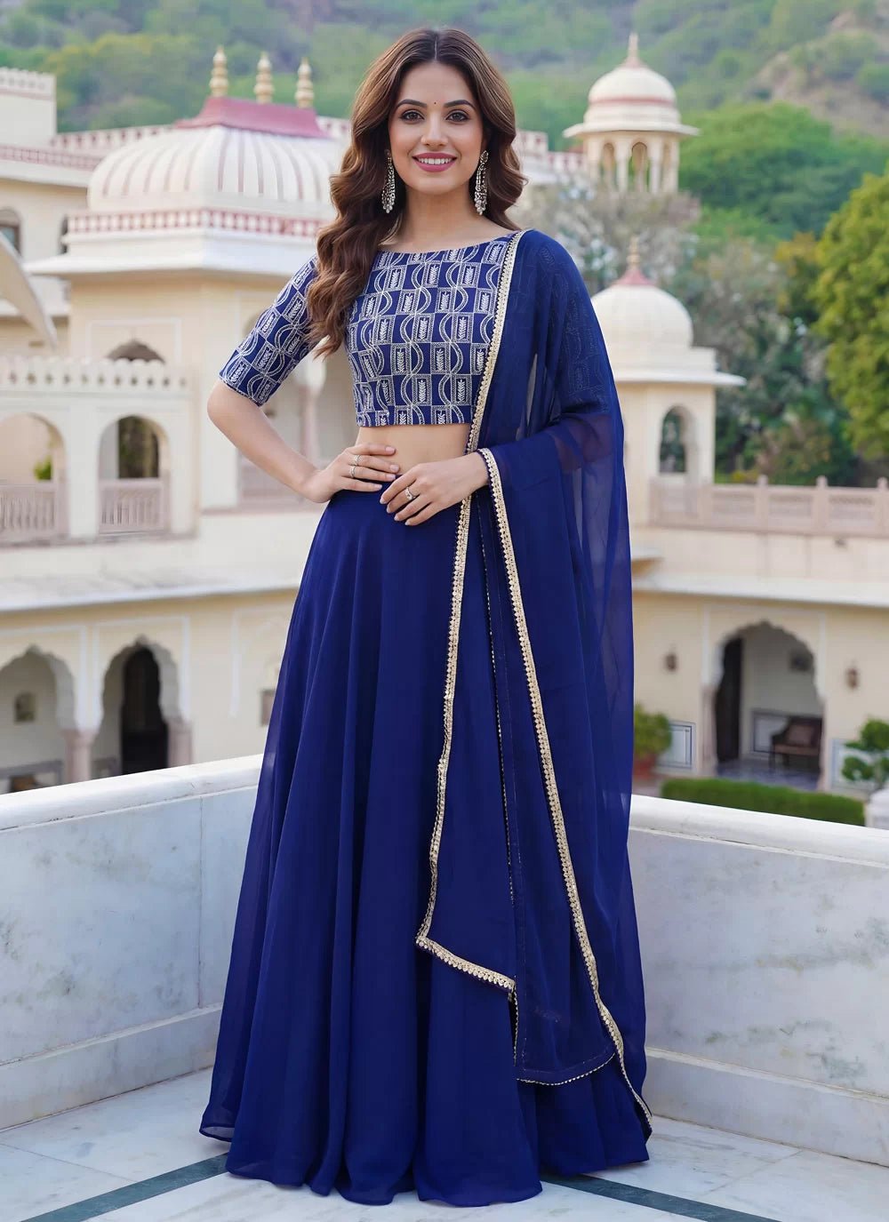 Stunning Blue ZGL - Indian Dress House 786