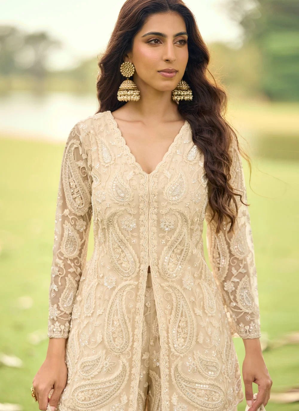 Stunning Cream PLZ SYSP - Indian Dress House 786