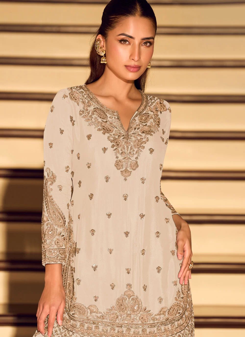 Stunning Cream SYKS - Indian Dress House 786