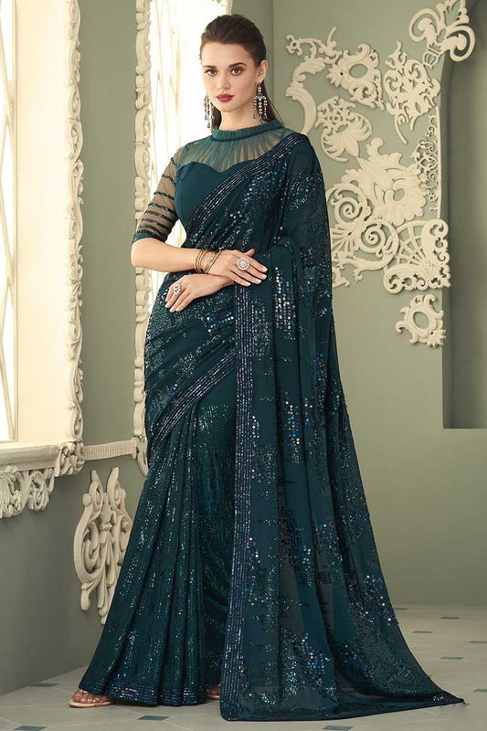 Stunning D Blue TFHS Saree - Indian Dress House 786