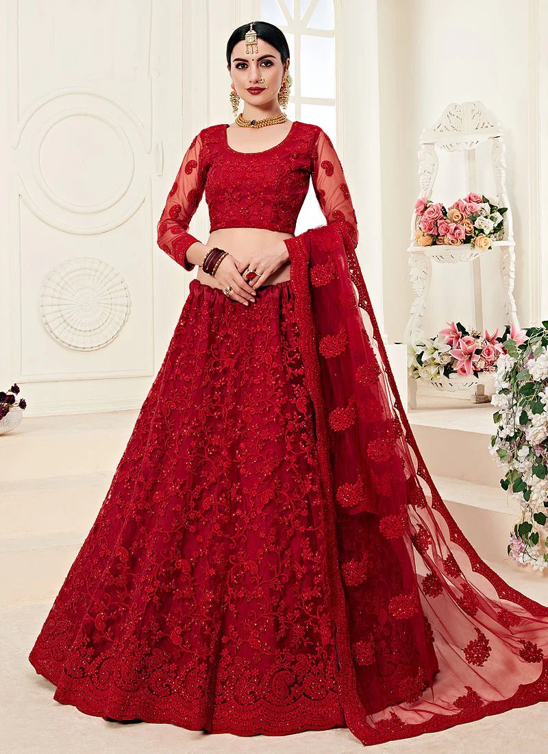 Stunning Deep Floral Red ALZL - Indian Dress House 786