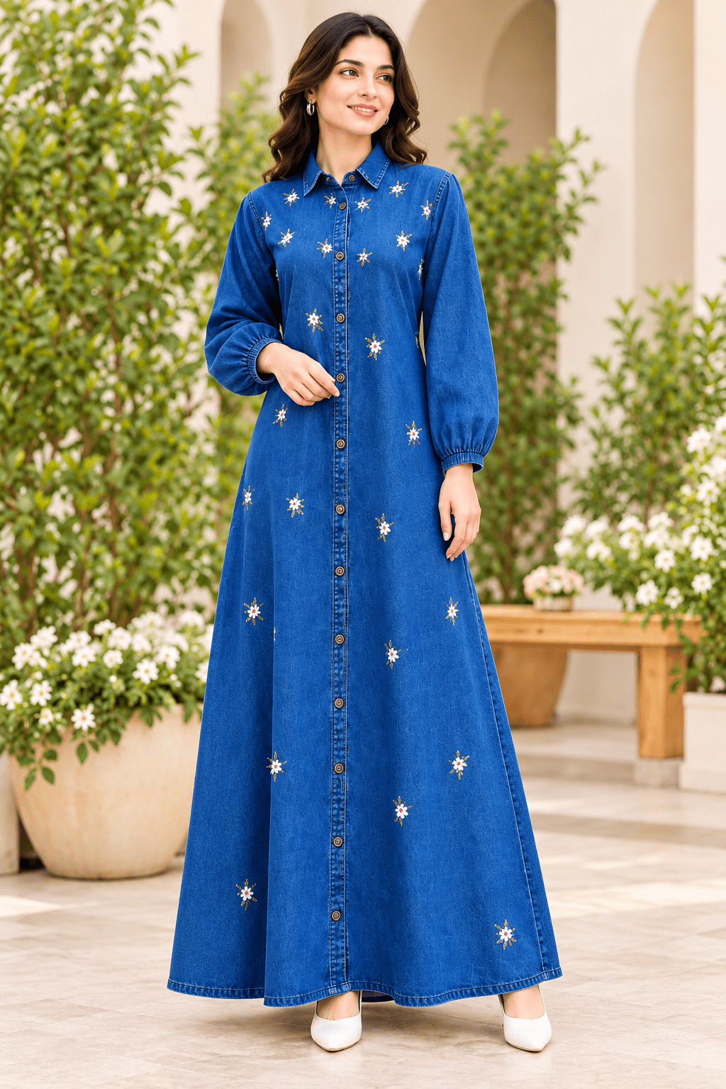 Stunning Denim Floral TLC FVD - Indian Dress House 786