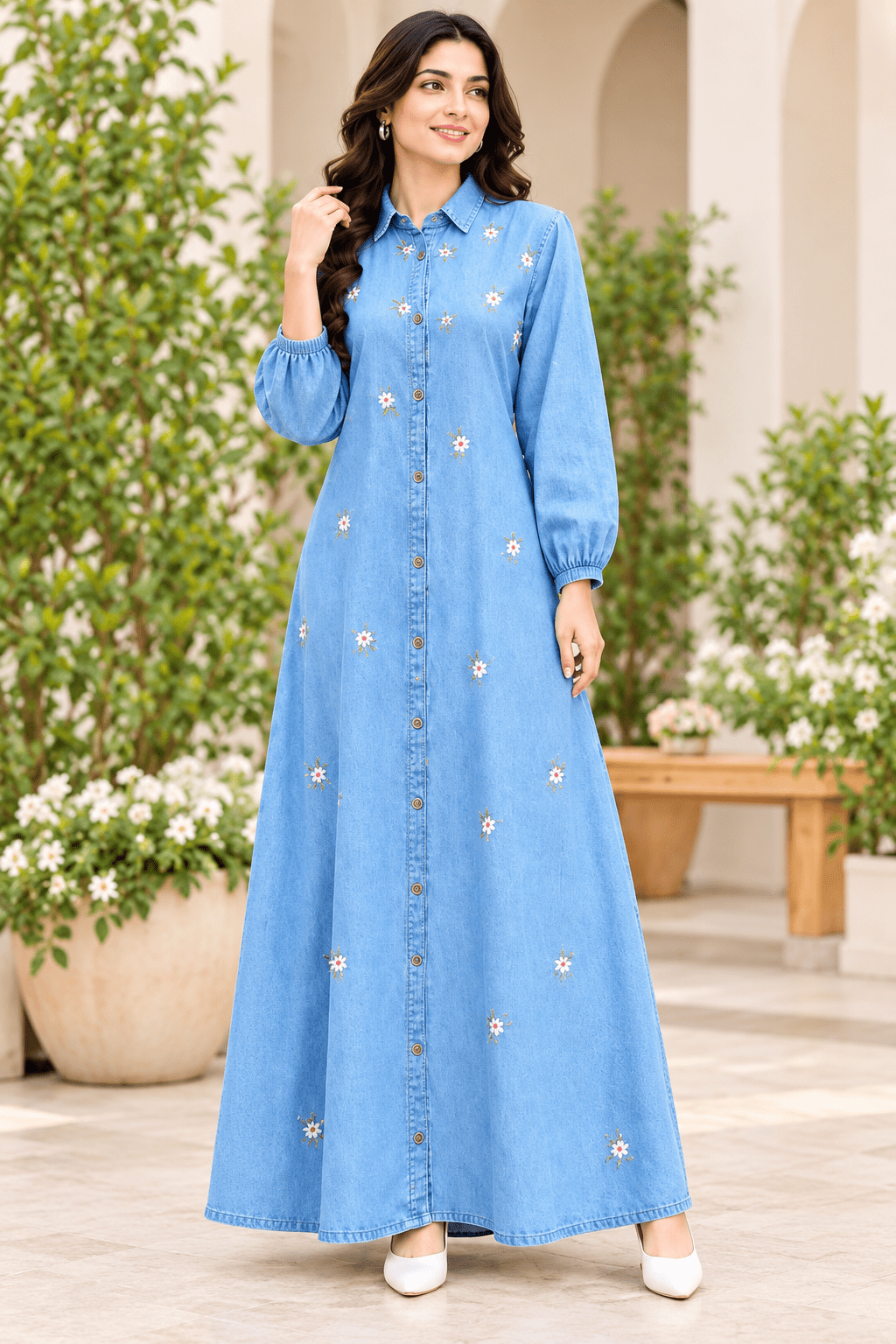 Stunning Denim Floral TLC FVD - Indian Dress House 786
