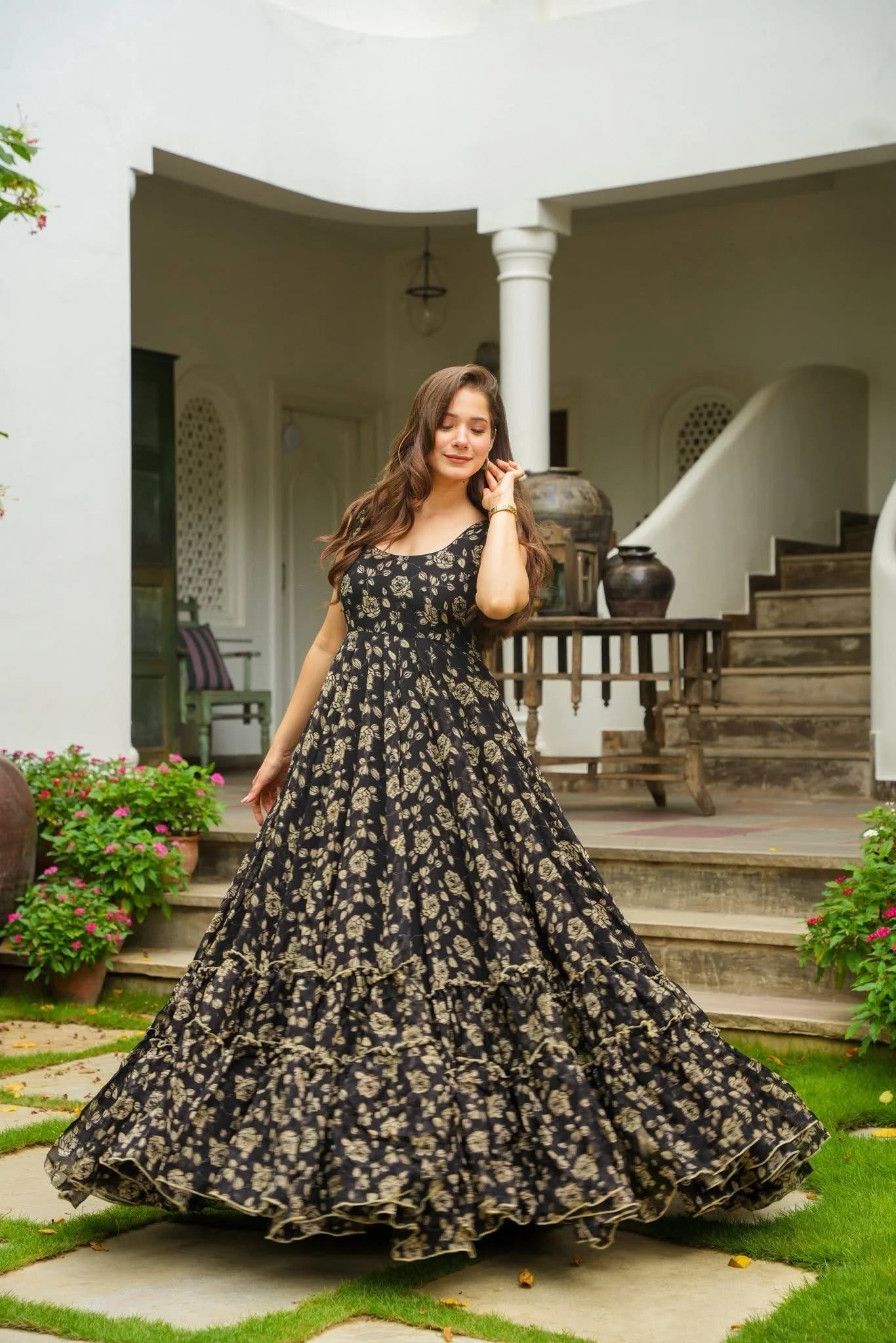 Stunning Floral Black LC 29001 FVD - Indian Dress House 786