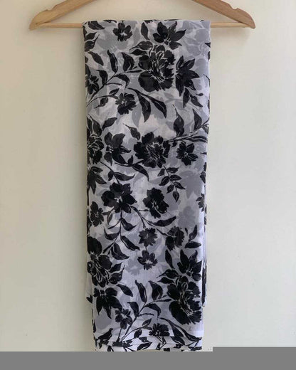 Stunning Floral Black & White YNF Saree - Indian Dress House 786