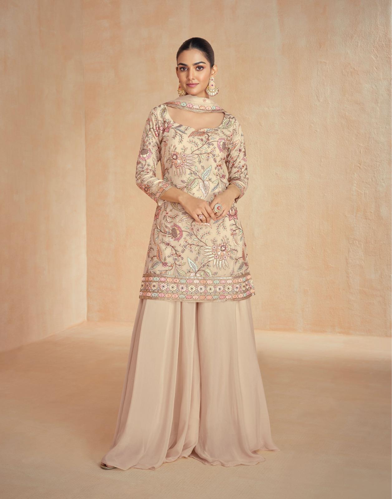 Stunning Floral Cream ARS - Indian Dress House 786