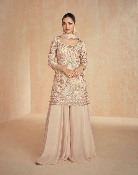 Stunning Floral Cream ARS - Indian Dress House 786