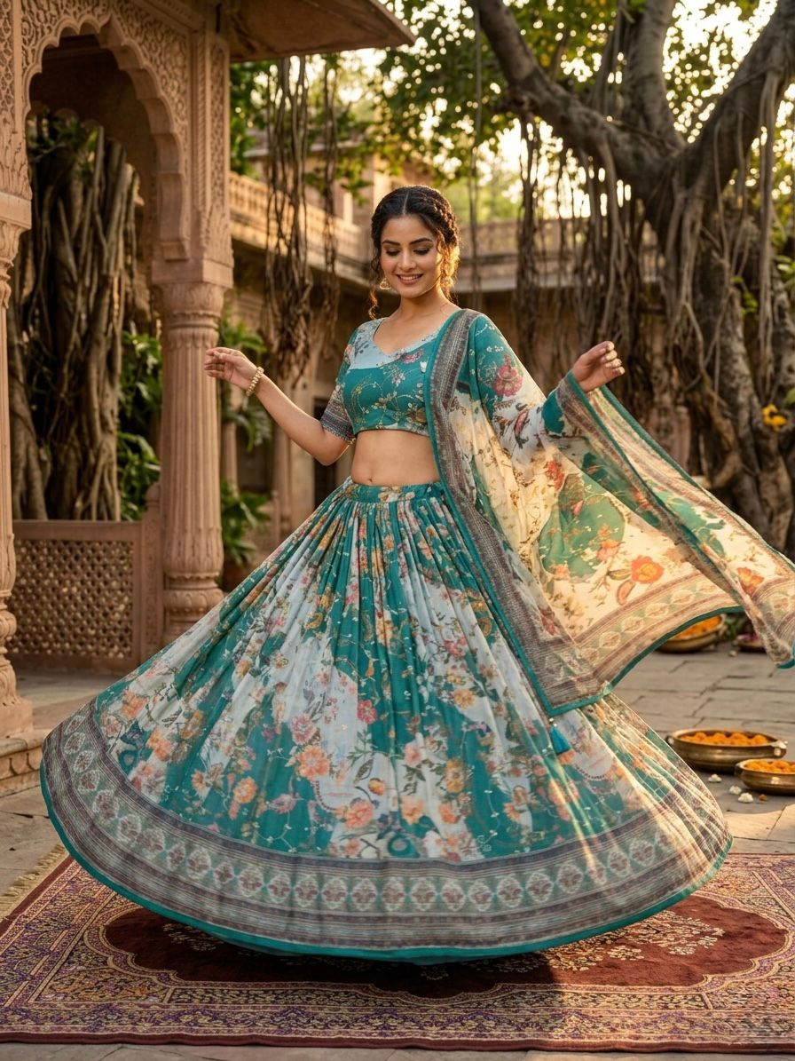 Stunning Floral Green ZNL - Indian Dress House 786
