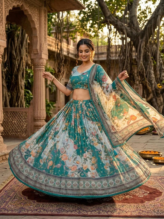 Stunning Floral Green ZNL - Indian Dress House 786