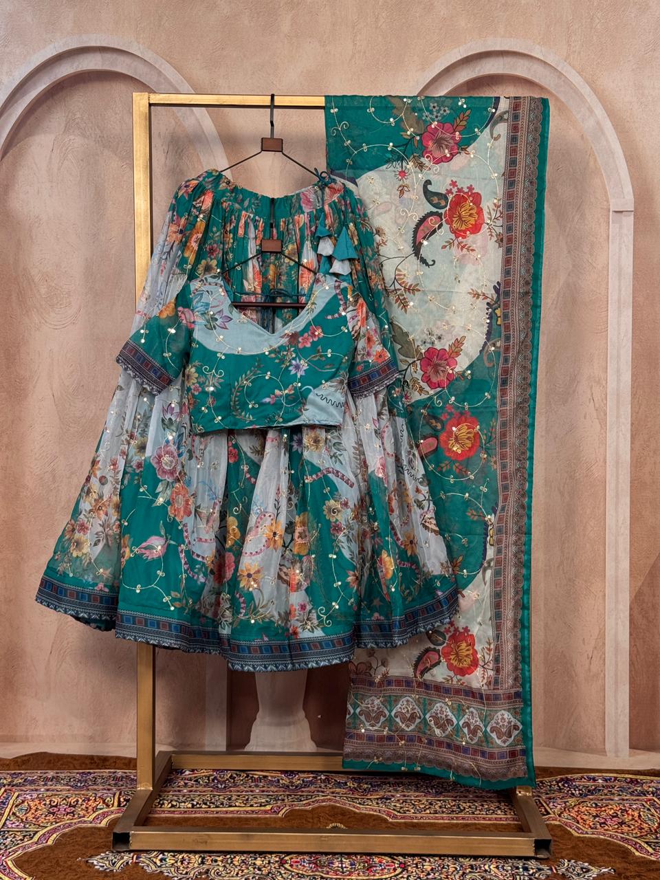 Stunning Floral Green ZNL - Indian Dress House 786
