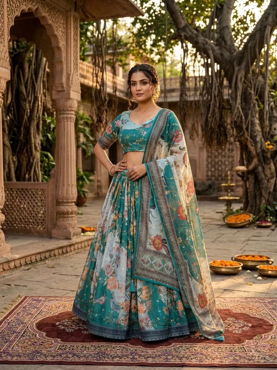 Stunning Floral Green ZNL - Indian Dress House 786
