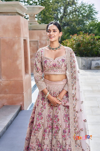 Stunning Floral Peach SHIV - Indian Dress House 786