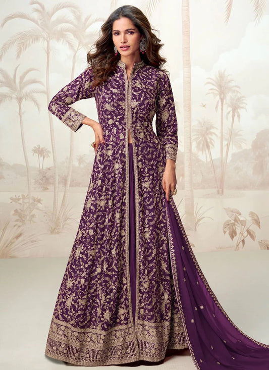 Stunning Floral Purple ASV - Indian Dress House 786