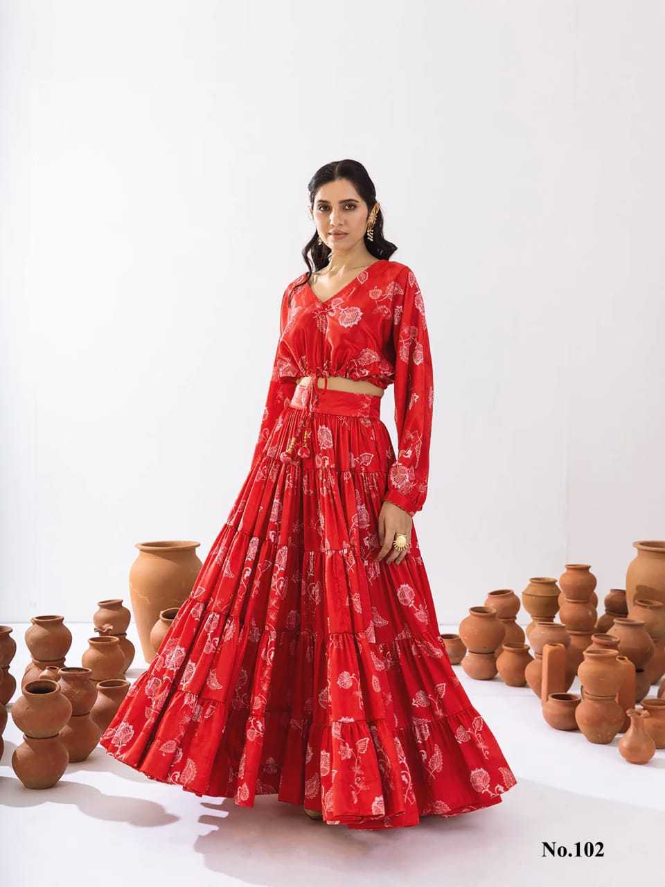 Stunning Floral Red PRV 102 FVD - Indian Dress House 786