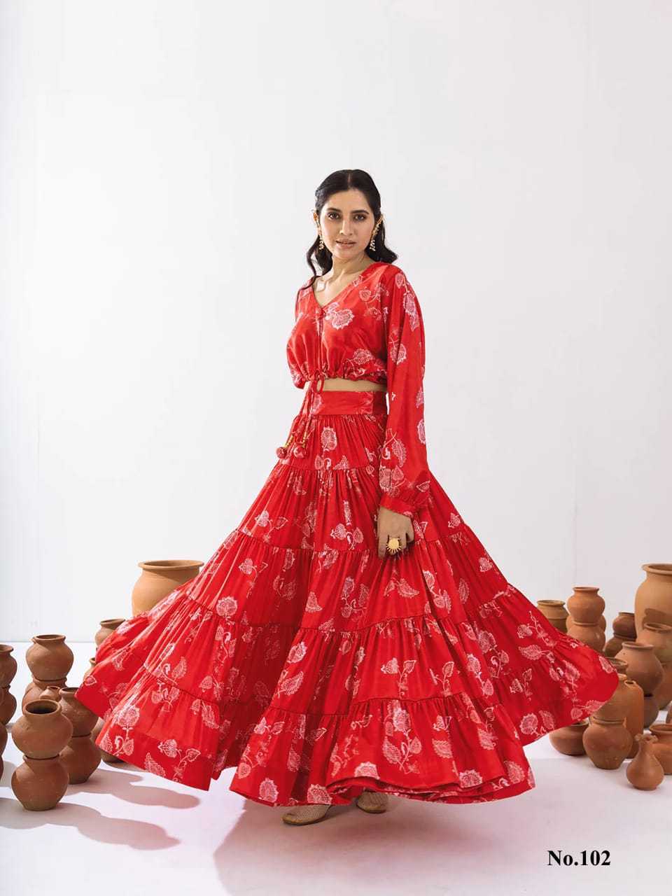 Stunning Floral Red PRV 102 FVD - Indian Dress House 786