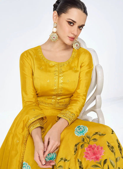 Stunning Floral Yellow ASGM - Indian Dress House 786