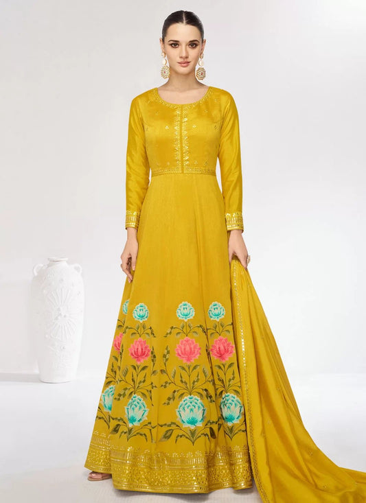 Stunning Floral Yellow ASGM - Indian Dress House 786