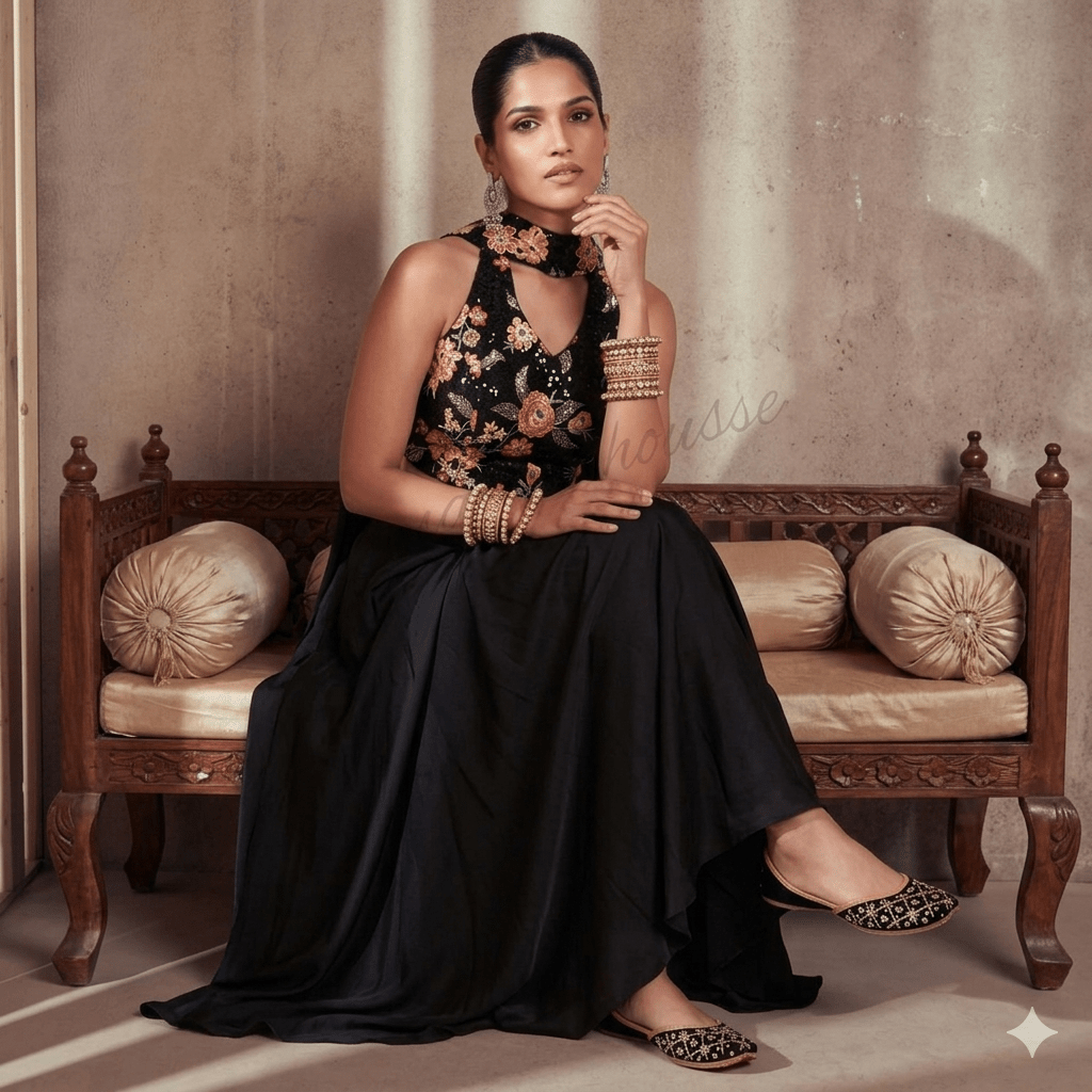 Stunning Gold & Black Jutti - Indian Dress House 786