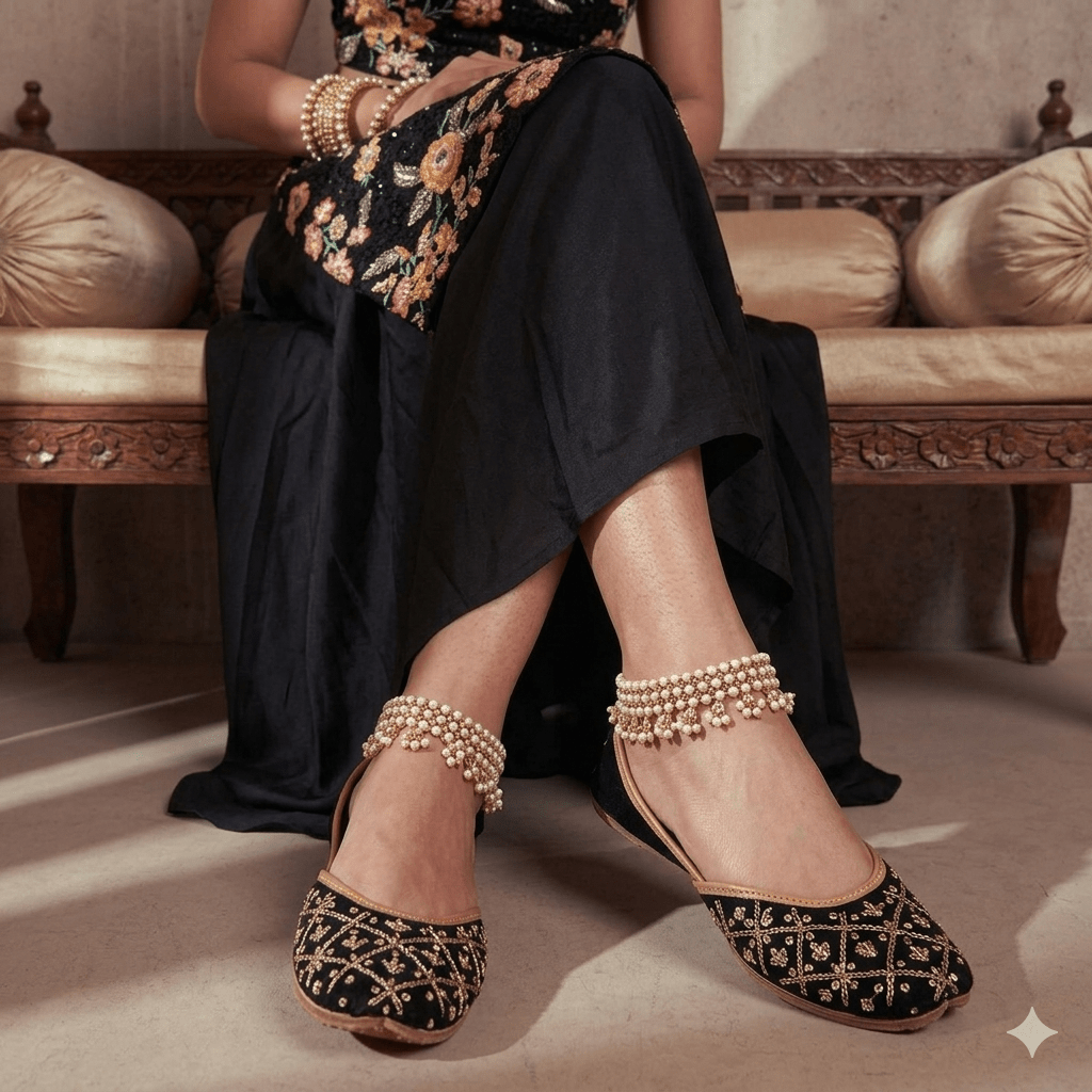 Stunning Gold & Black Jutti - Indian Dress House 786