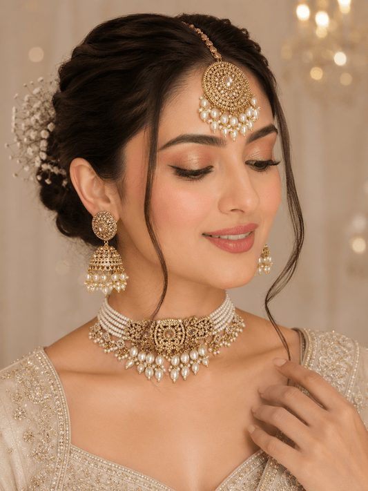 Stunning Gold & Pearl JWY - Indian Dress House 786