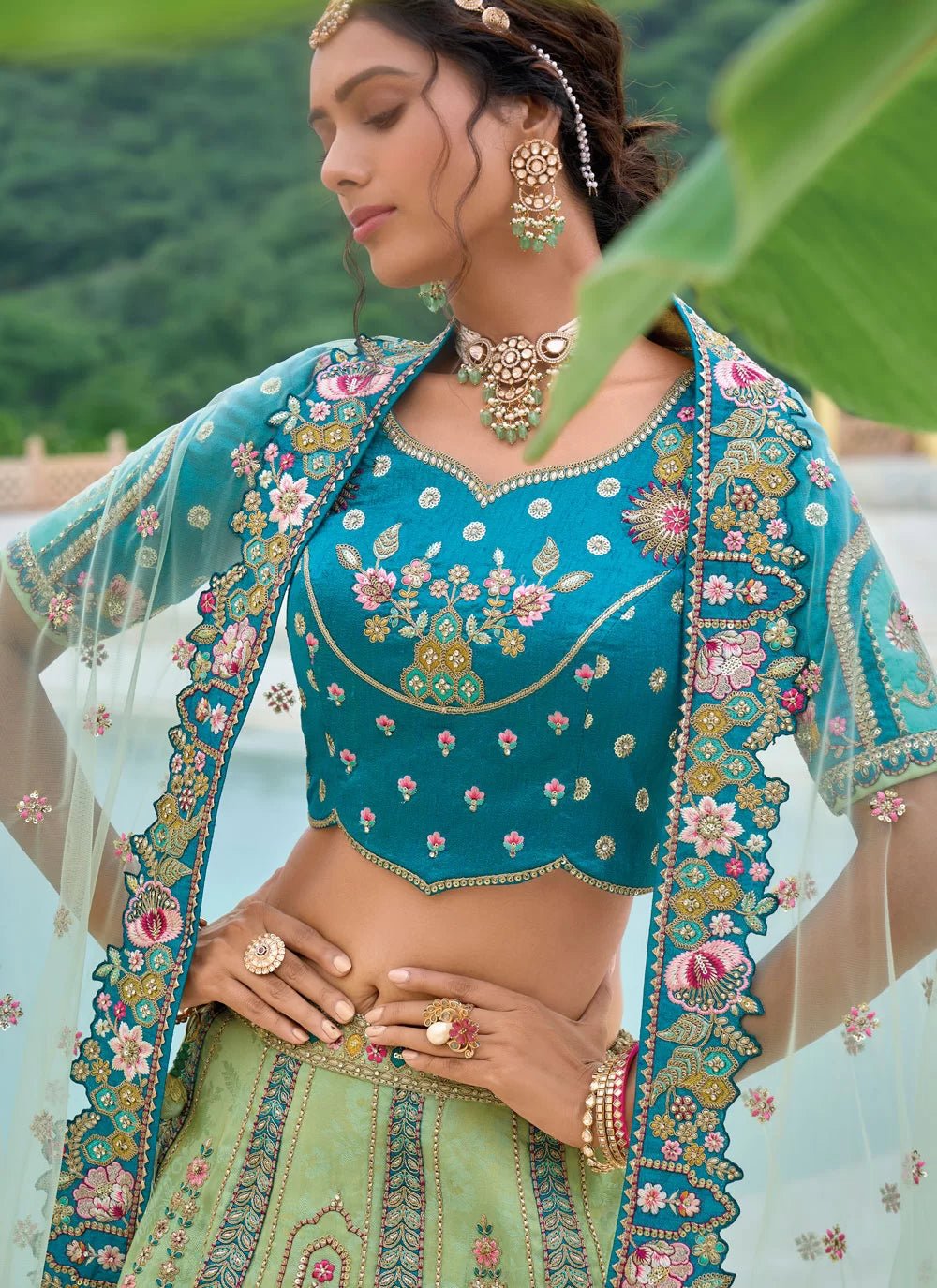 Stunning Green & Blue ANARL. - Indian Dress House 786