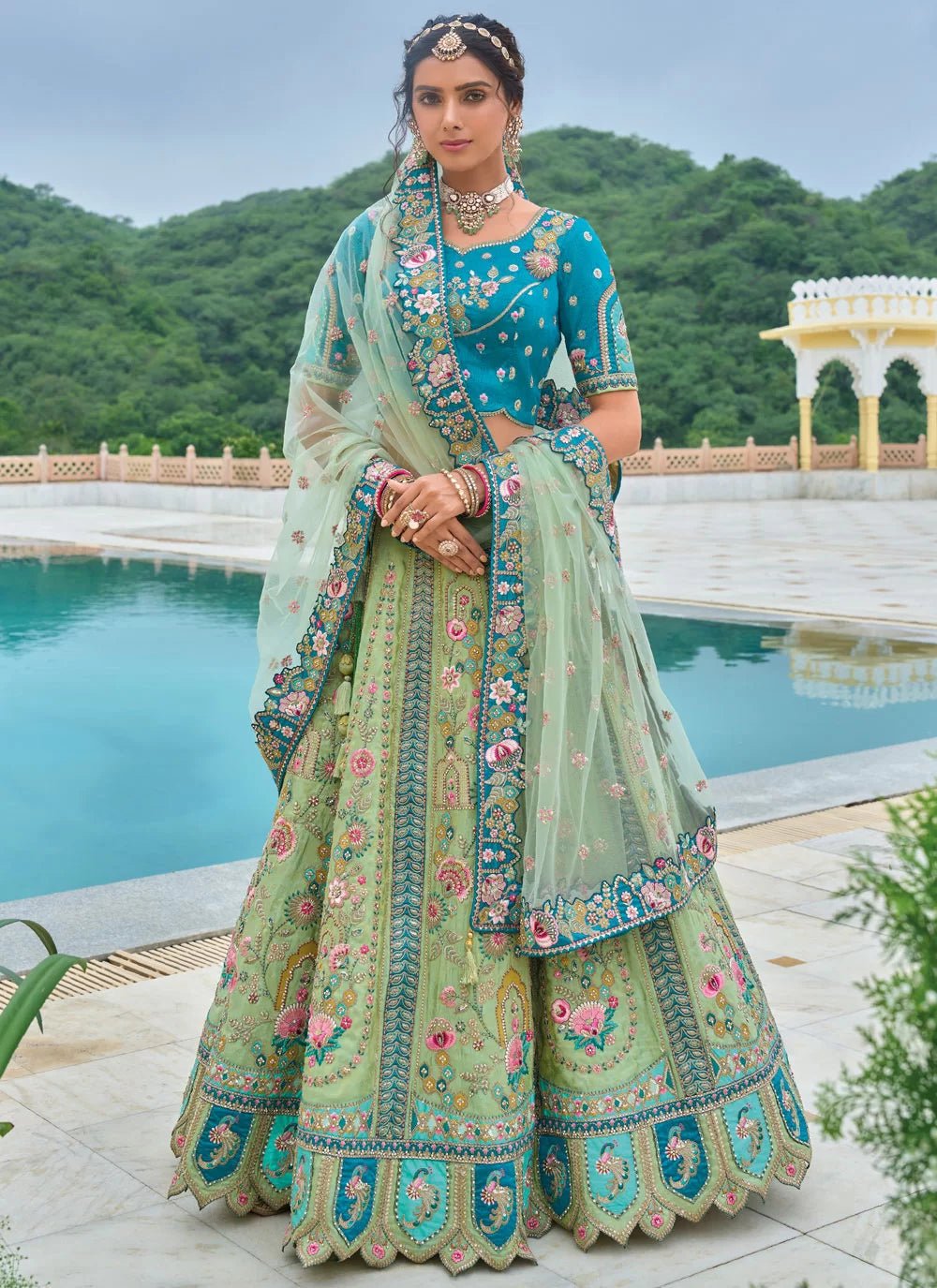 Stunning Green & Blue ANARL. - Indian Dress House 786