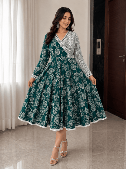 Stunning Green Floral NK FVD - Indian Dress House 786